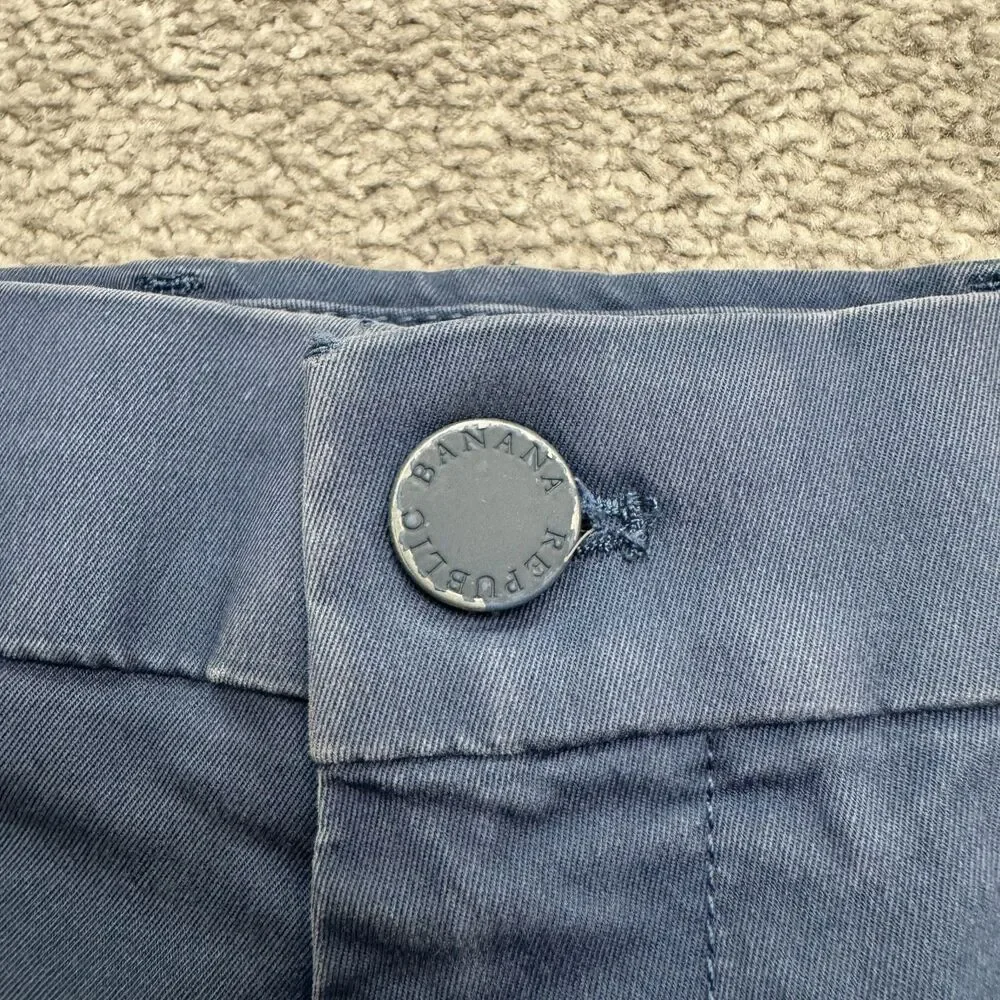Banana Republic Aiden Chino Shorts Mens 35 Navy Blue Flat Front Casual Preppy